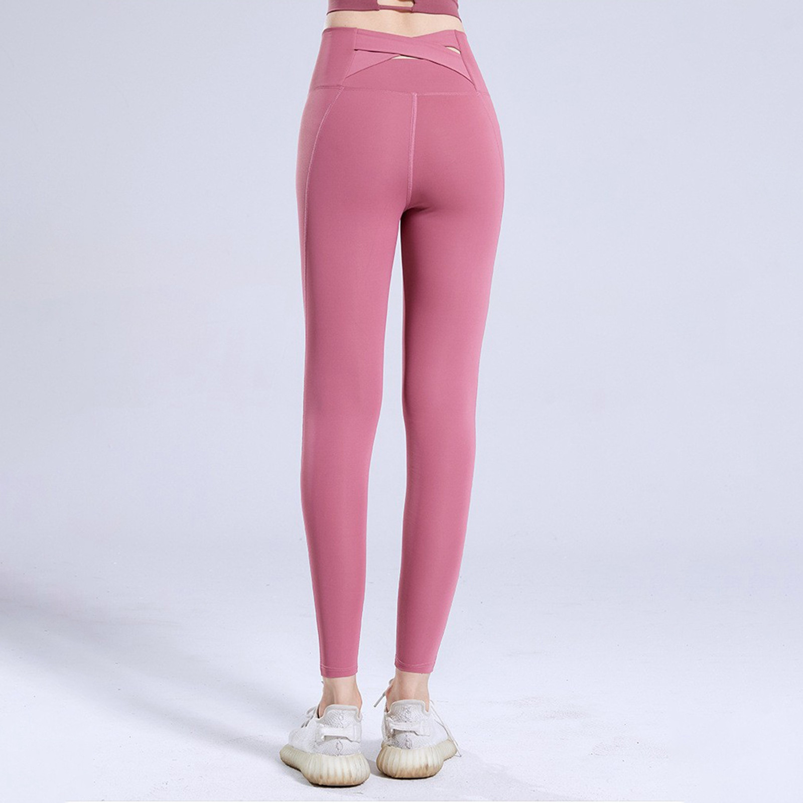 thumbnail image 4 of Mallas de compresión para running, yoga y fitness de color liso para mujer, que realzan los glúteos., 4 of 4